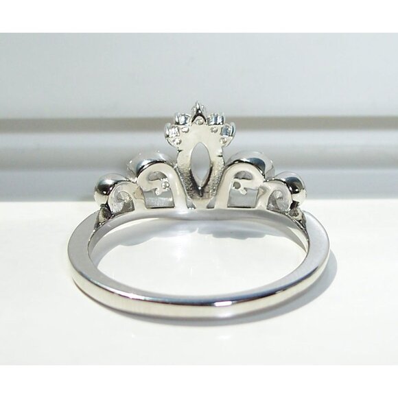 925 STERLING SILVER Princess Crown Cubic Zirconia Ring - Picture 8 of 14